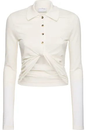 Courrèges Polo Cropped In Piqué Di Cotone Twist