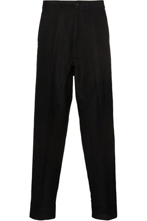 Maison Margiela Pantaloni Gessati In Lana E Lino
