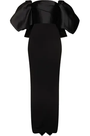Solace Floris Twill & Crepe Knit Maxi Dress