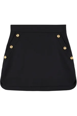 Balmain Minigonna In Fresco Di Lana Con Bottoni