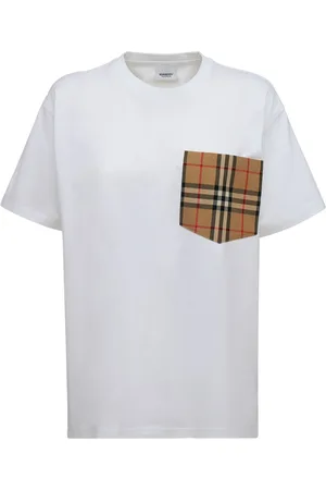 Burberry T-shirt Carri In Cotone Con Tasca Check