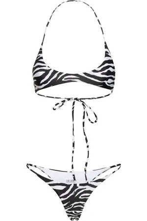 The Attico Bikini A Triangolo In Lycra Stampa Zebra
