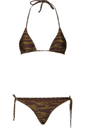 The Attico Bikini A Triangolo In Lycra Stampa Zebra