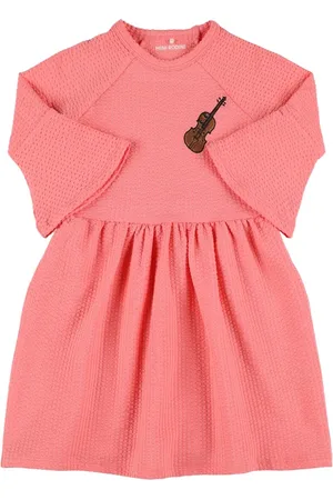 Mini Rodini Vestito In Jersey Di Misto Cotone Con Ricami
