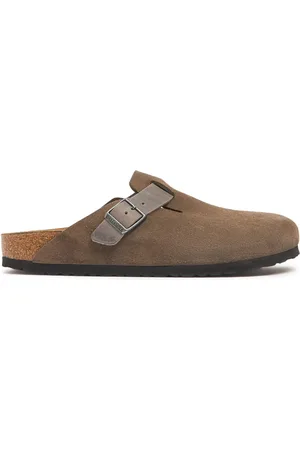 Birkenstock Mules Boston In Camoscio E Pelle Oliata