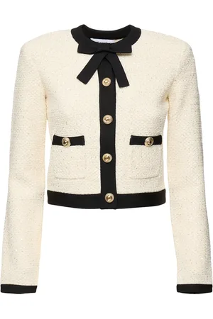 Self-Portrait Cardigan In Misto Cotone Con Paillettes E Fiocco