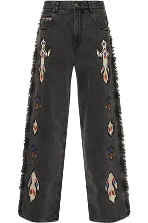 Marant Etoile Jeans A Gamba Larga Maella In Denim Ricamato
