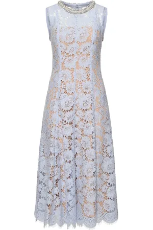 Self-Portrait Vestito Midi In Pizzo Fine Con Perle