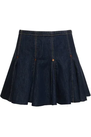 RE/DONE Minigonna In Denim Di Cotone Plissé