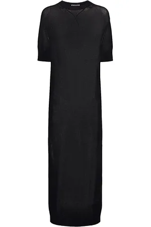 Jil Sander Vestito Lungo In Crepe Di Cotone Fine