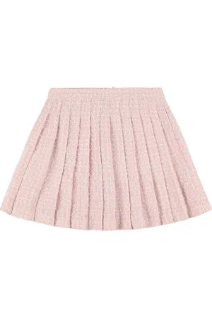Self-Portrait Bow Pleated Bouclé Skirt