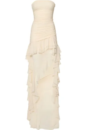 BLUMARINE Vestito In Organza Senza Spalline Con Volant