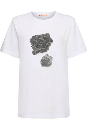 Marni T-shirt In Cotone Spazzolato Con Stampa