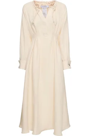 Max Mara Vestito Midi Drina In Twill Di Lino E Seta