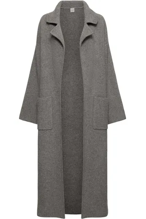 Totême Cappotto Lungo Aperto In Maglia A Costine