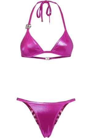 Dolce & Gabbana Set Bikini A Triangolo In Jersey Lamé