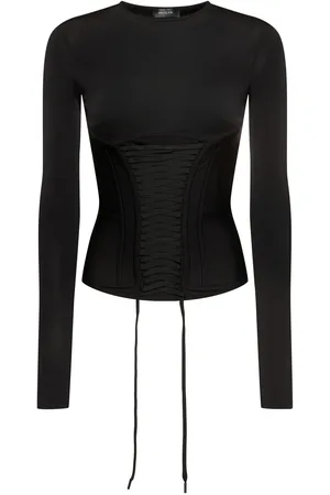 MUGLER Top A Corsetto In Jersey Lucido