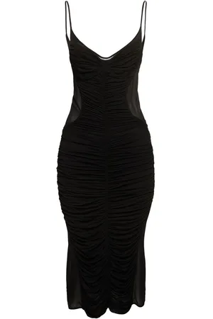 MUGLER Vestito Midi In Jersey Trasparente