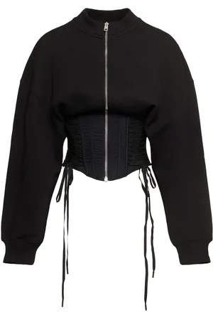 MUGLER Felpa Con Corsetto In Jersey Di Pile