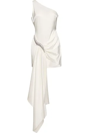 DAVID KOMA Vestito Monospalla In Raso / Cristalli