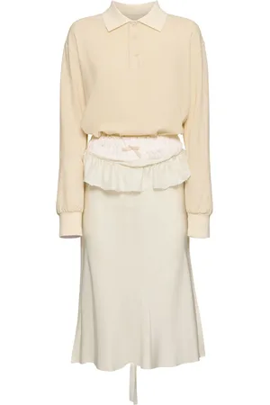 Maison Margiela Vestito Midi In Misto Cotone A Strati