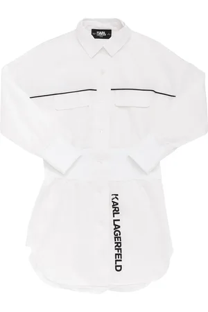 Karl Lagerfeld Vestito In Popeline Di Cotone Con Logo