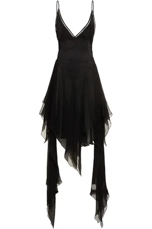 ANN DEMEULEMEESTER Vestito Midi In Misto Seta Multistrato