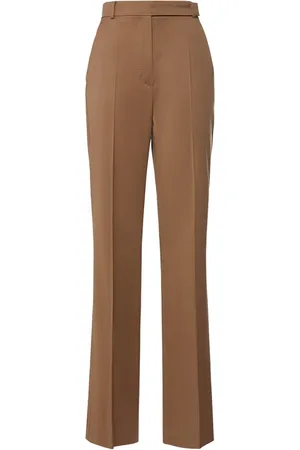 Max Mara Pantaloni Dritti Vita Alta Nelson In Lana