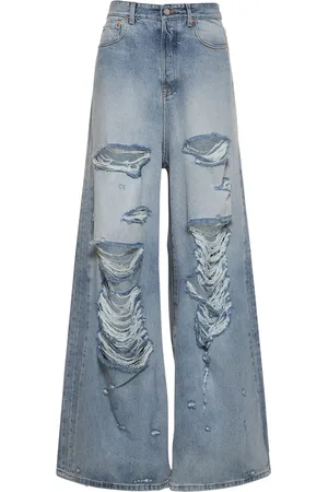 Vetements Jeans Baggy Fit In Denim Di Cotone Destroyed