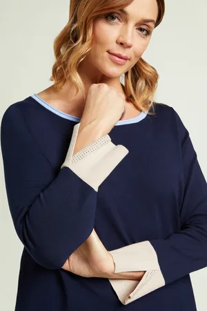 LUISA VIOLA MAGLIA IN VISCOSA COMFORT CON DETTAGLI COLORATI Donna