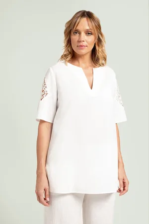 LUISA VIOLA BLUSA IN MUSSOLA CON INTARSIO PIZZO Donna