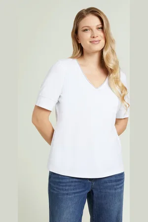 LUISA VIOLA T SHIRT CON SCOLLO A "V" RICAMATO Donna