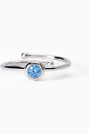 MABINA GIOIELLI ANELLO DA BAMBINA CON ZIRCONE AZZURRO SHINY