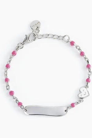 MABINA GIOIELLI BRACCIALE ROSA CON CUORICINO E TARGHETTA INCIDIBILE