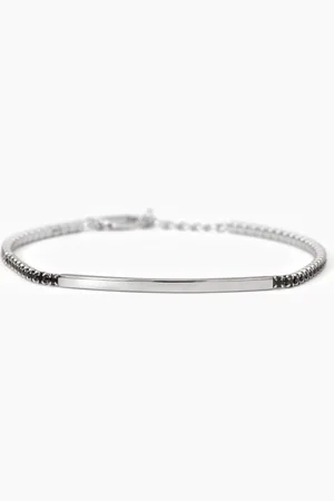 MABINA GIOIELLI BRACCIALE IN CON PIASTRA E ZIRCONI NERI GENTLEMAN