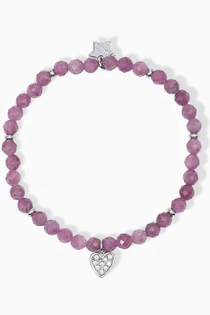 MABINA GIOIELLI BRACCIALE ELASTICO JUNIOR CON TORMALINA E CUORE PENDENTE MON AMOUR
