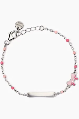 MABINA GIOIELLI BRACCIALE CON FIOCCHETTO E TARGHETTA INCIDIBILE PINK LADY-TAG
