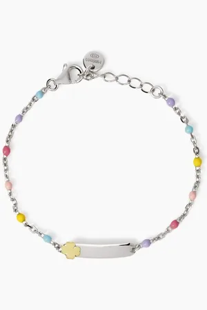 MABINA GIOIELLI BRACCIALE MULTICOLOR INCIDIBILE CON QUADRIFOGLIO LUCKY-TAG