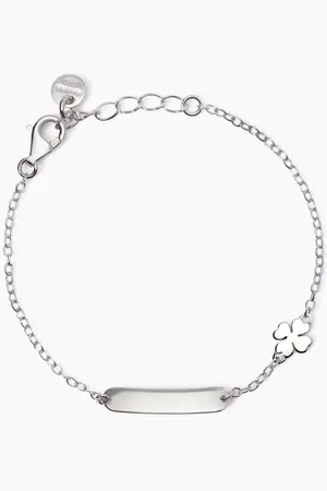 MABINA GIOIELLI BRACCIALE CON QUADRIFOGLIO E TARGHETTA INCIDIBILE LUCKY-TAG