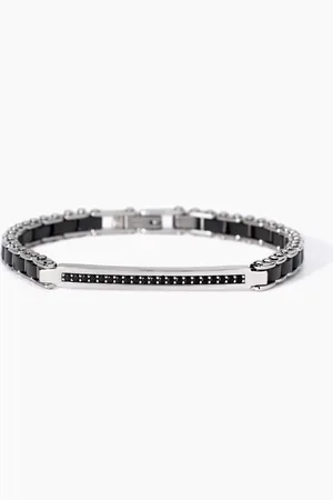 MABINA GIOIELLI BRACCIALE UOMO CON ELEMENTI CERAMICA NERA OUTSIDE