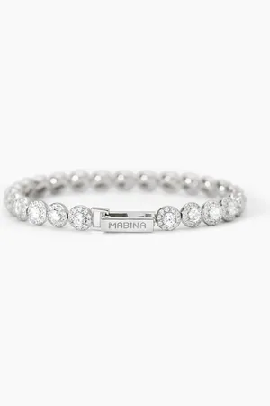 MABINA GIOIELLI BRACCIALE TENNIS IN CON ZIRCONI BIANCHI MILANESIENNE