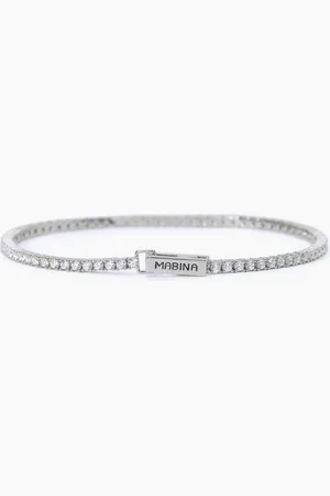MABINA GIOIELLI BRACCIALE TENNIS UOMO CON ZIRCONI BIANCHI TENNIS CLUB