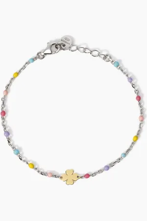 MABINA GIOIELLI BRACCIALE MULTICOLOR CON QUADRIFOGLIO ORO 9K CERCAMI