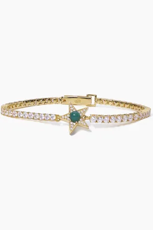 MABINA GIOIELLI BRACCIALE TENNIS CON STELLA AGATA VERDE STARLET