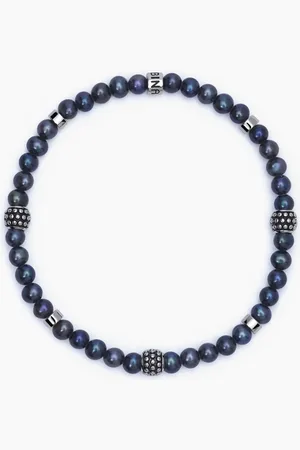 MABINA GIOIELLI BRACCIALE UOMO CON PERLE NERE GIOVANE RIBELLE