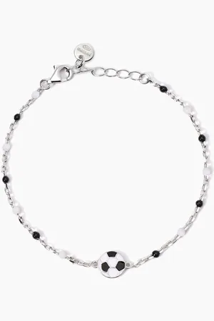 MABINA GIOIELLI BRACCIALE CON PALLONE E INSERTI BIANCHI E NERI W IL FOOTBALL