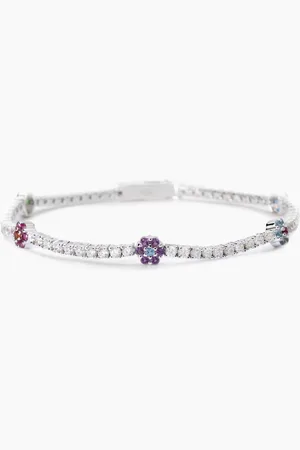 MABINA GIOIELLI BRACCIALE TENNIS CON ELEMENTI FIORE FIOR FIORE