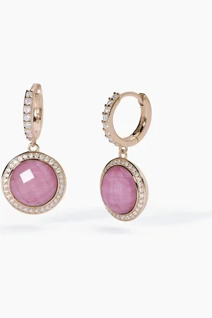 MABINA GIOIELLI ORECCHINI IN ROSATO CON RODOCROSITE E ZIRCONE DI ROCCA DIVA