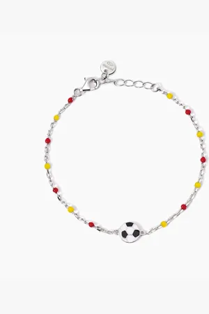 MABINA GIOIELLI BRACCIALE CON PALLONE E INSERTI GIALLI E ROSSI W IL FOOTBALL