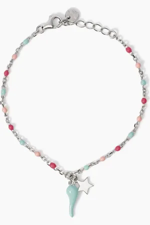 MABINA GIOIELLI BRACCIALE MULTICOLOR CON CORNETTO AZZURRO BUENA SUERTE